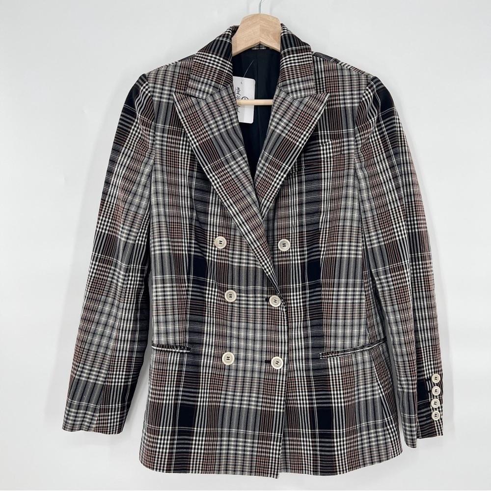 Brunello Cucinelli plaid wool double breasted blazer
